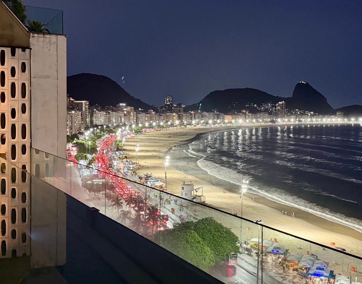 Emiliano Rio rooftop pool view at night