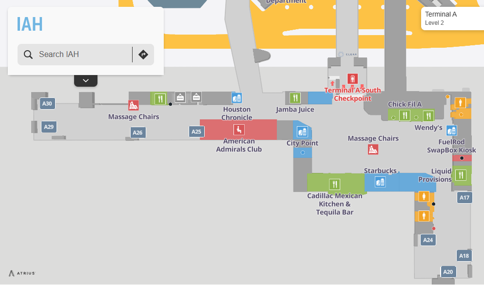 IAH Airport Map George Bush Intercontinental Airport Terminal A IAH Airport Map George Bush Intercontinental Airport Terminal A