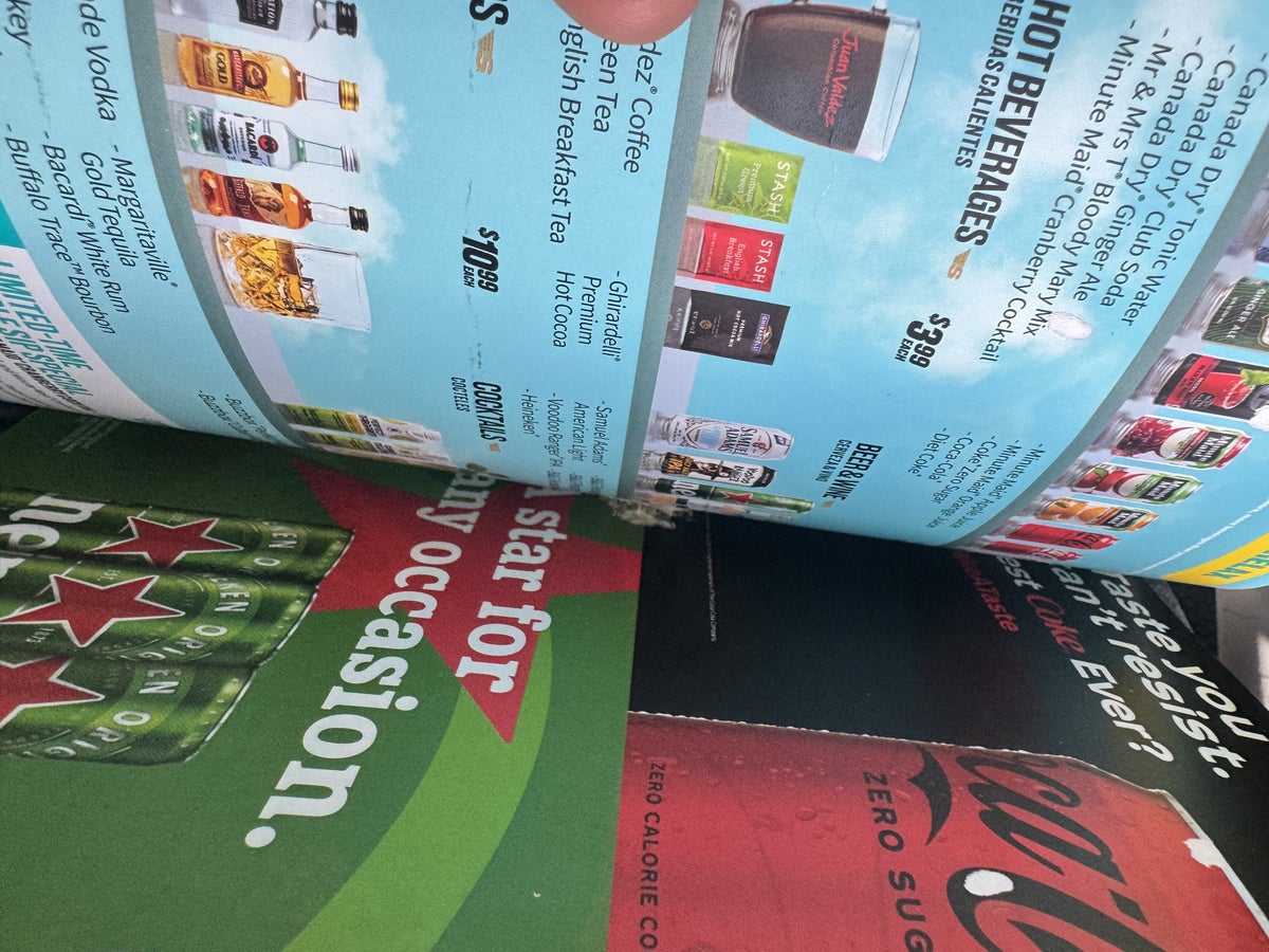 Spirit Airlines A321 Premium Economy Drink Menu Gum Spirit Airlines A321 Premium Economy Drink Menu Gum