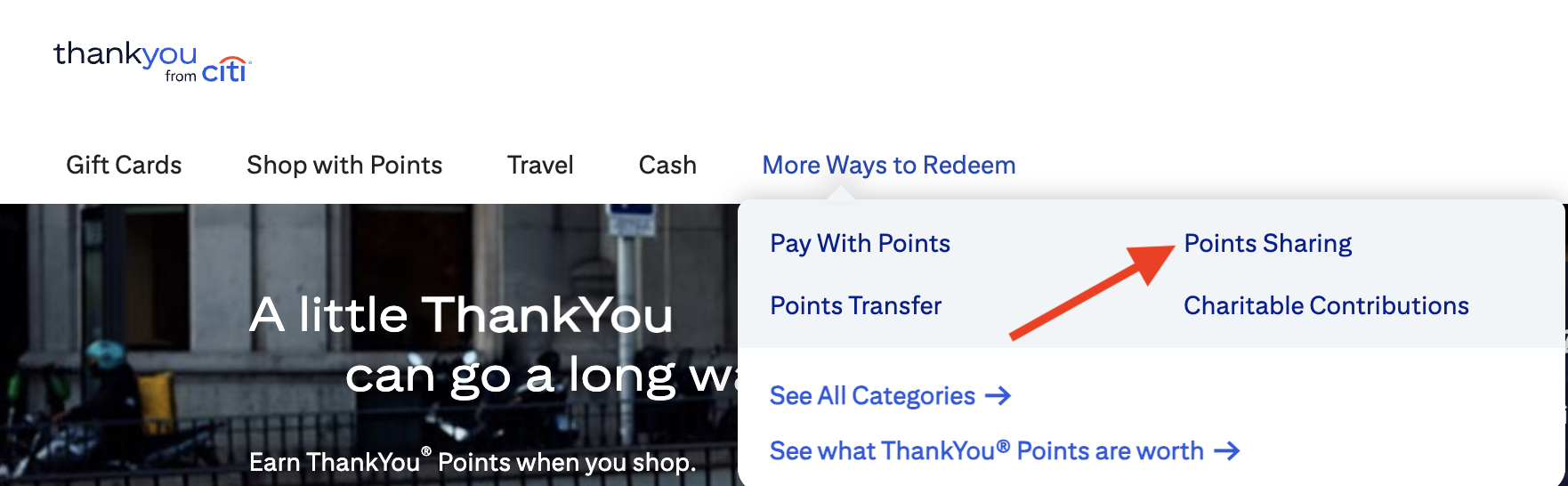 Citi points sharing option