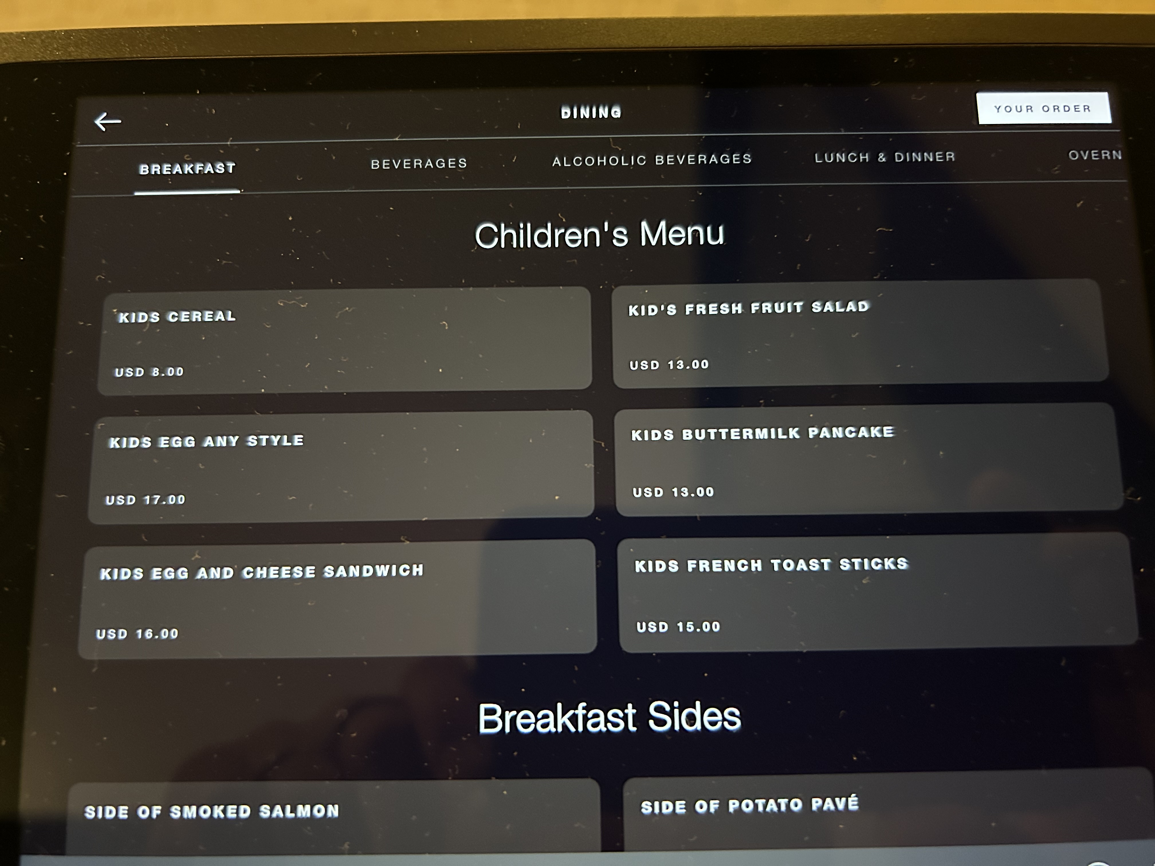 four-seasons-one-dalton-boston-room-1502-room-service-kids-menu Four Seasons One Dalton Boston room 1502 room service kids menu