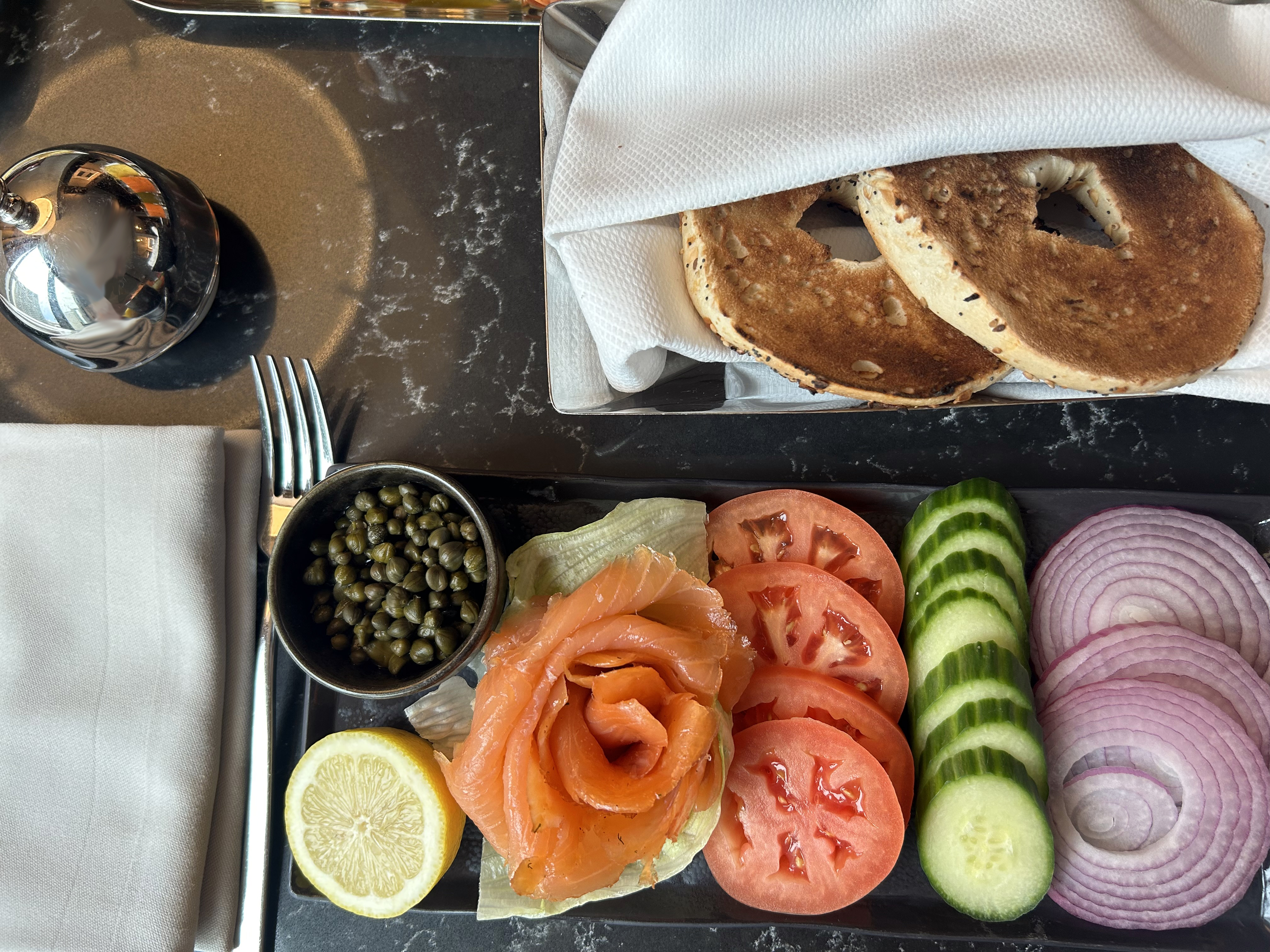 four-seasons-one-dalton-boston-room-service-bagel-salmon-spread Four Seasons One Dalton Boston room service bagel salmon spread