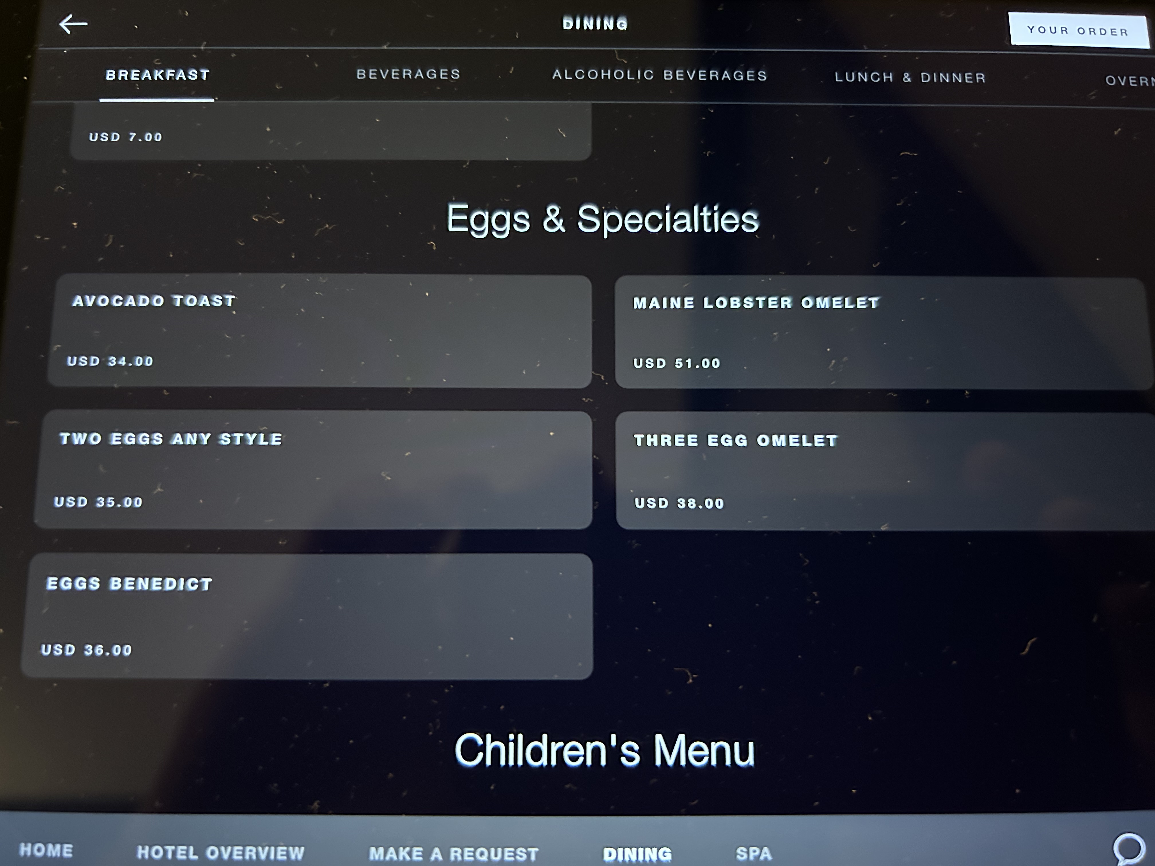 four-seasons-one-dalton-boston-room-service-breakfast-menu Four Seasons One Dalton Boston room service breakfast menu