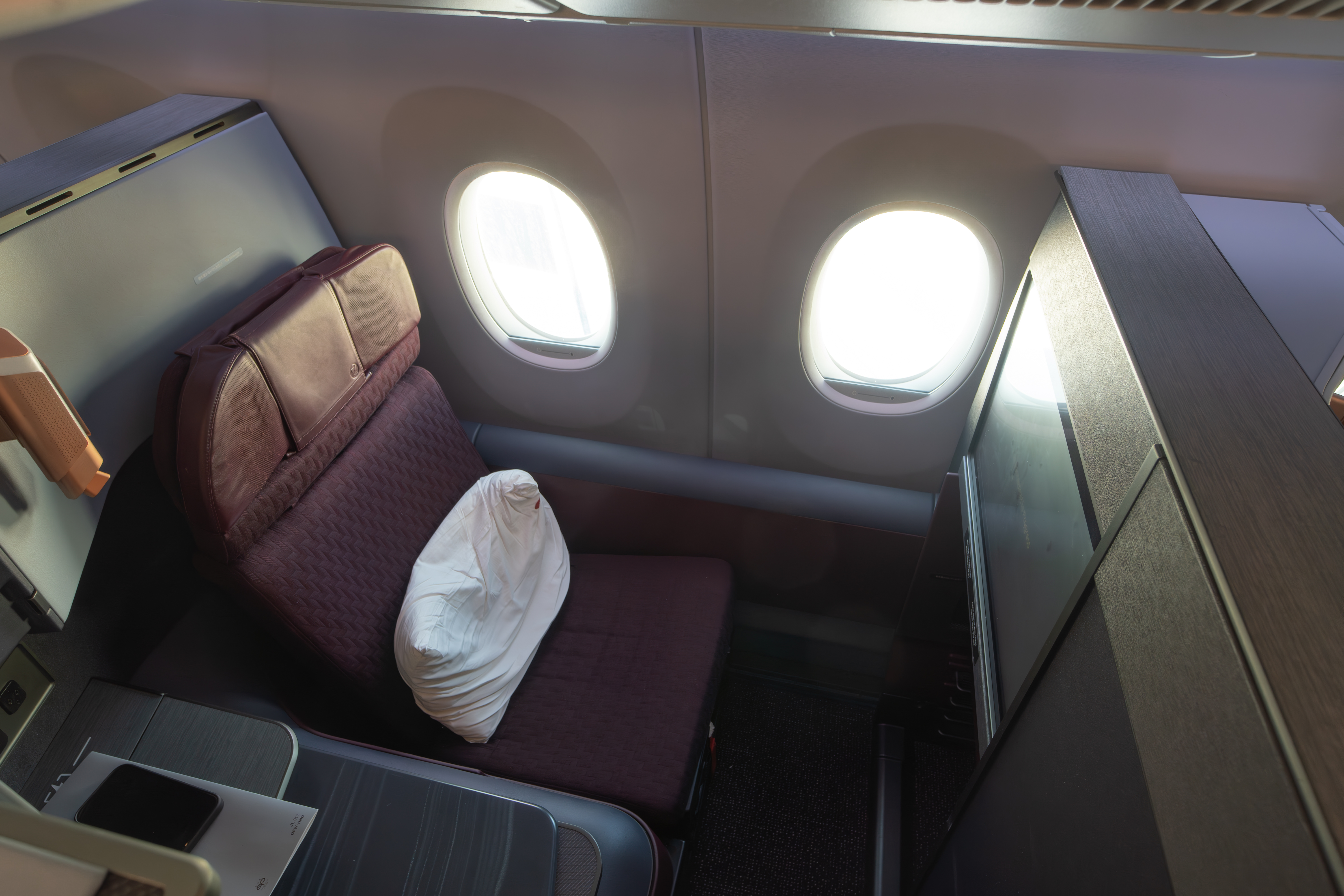 Qantas Business Class Domestic with IFE Japan Airlines a350 1000 business class seat with windows open