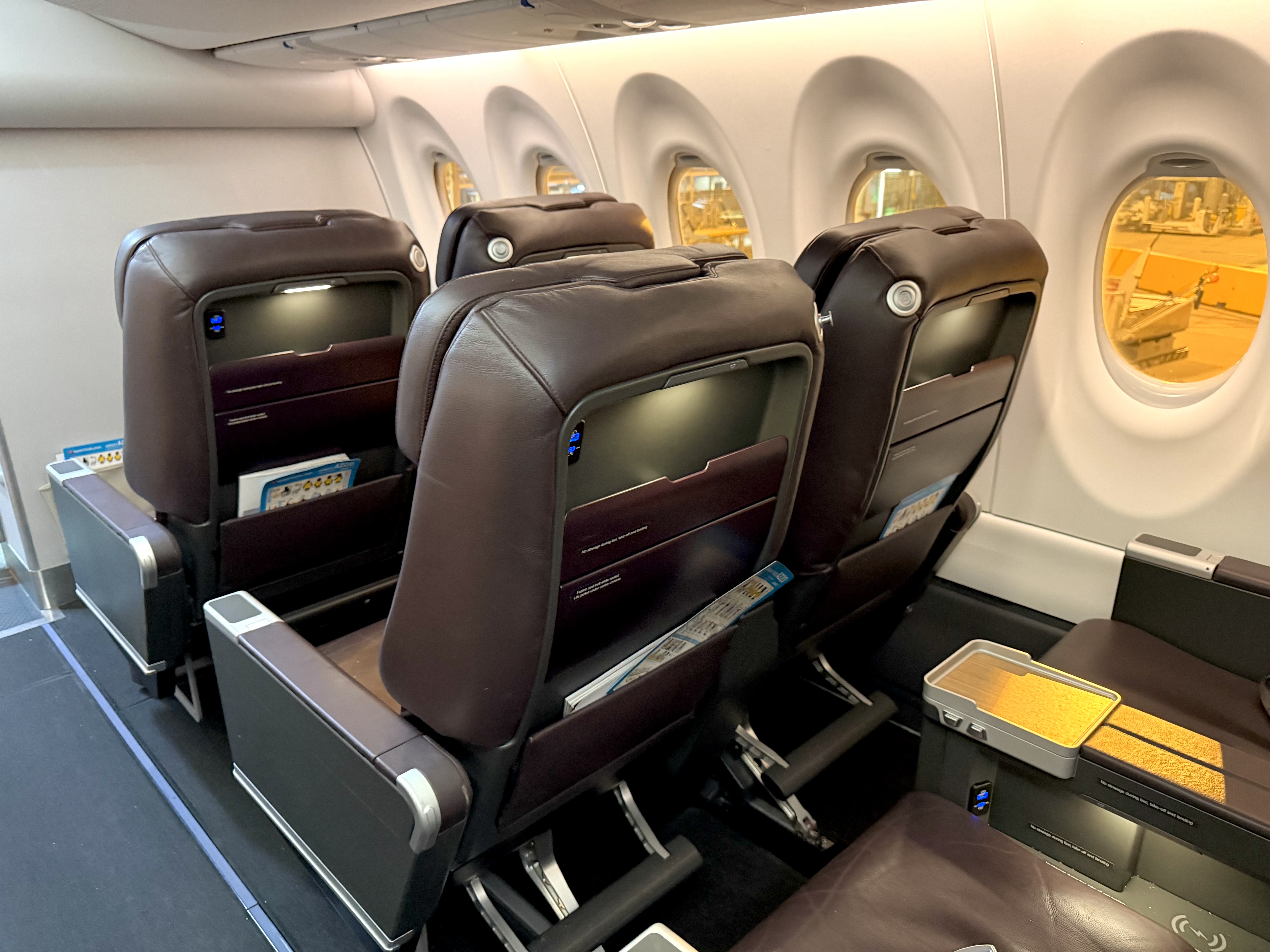 Qantas Airbus A220 business class seats from behind