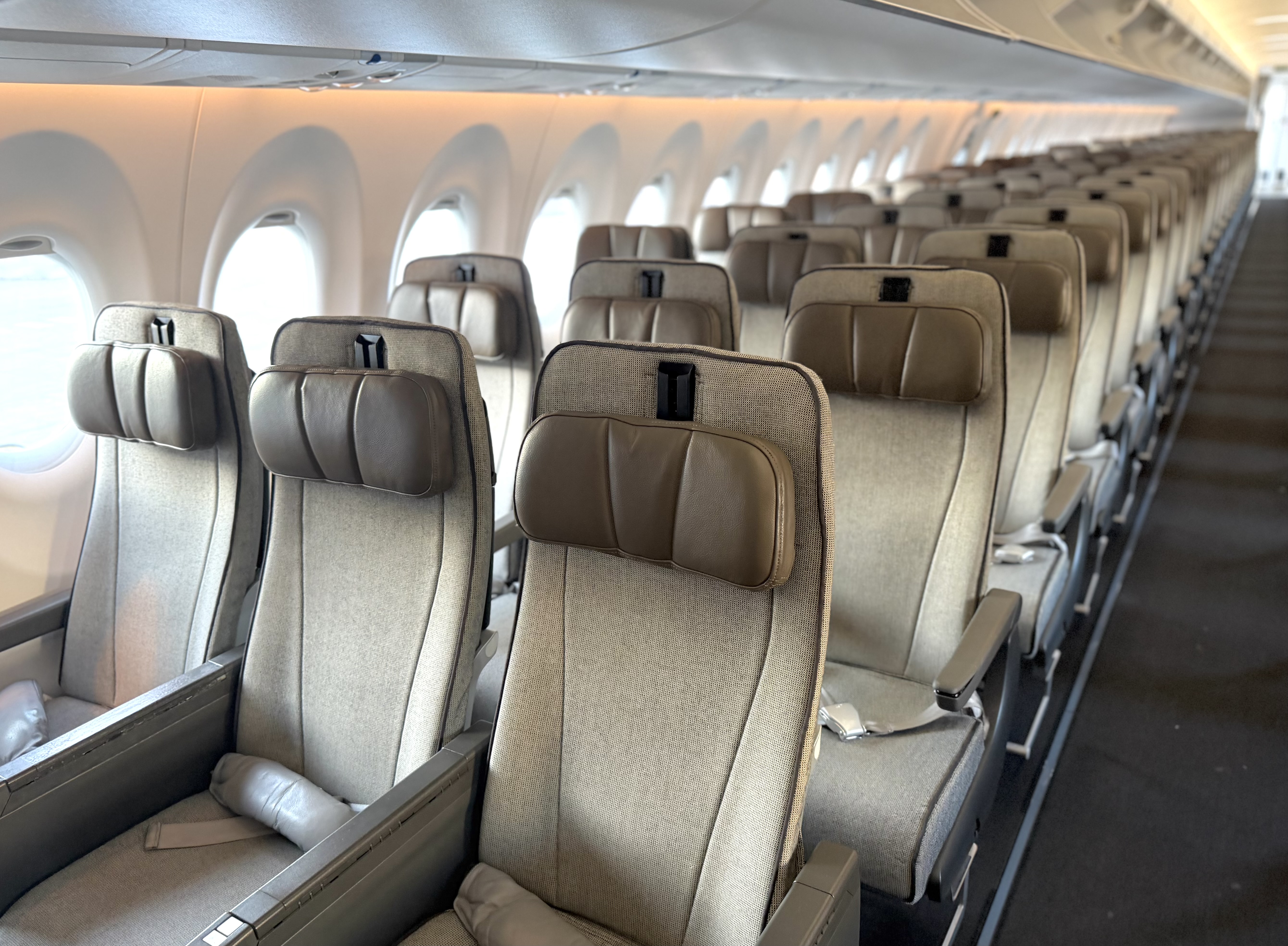 Qantas Airbus A220 economy cabin left side