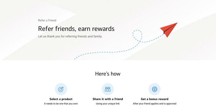 Bank of America referral page