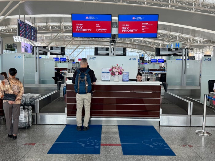 China Airlines check in at Hanoi Airport Vietnam