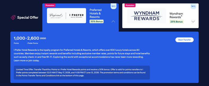 Citi transfer bonus Preferred Hotels May 2026 Citi transfer bonus Preferred Hotels May 2026