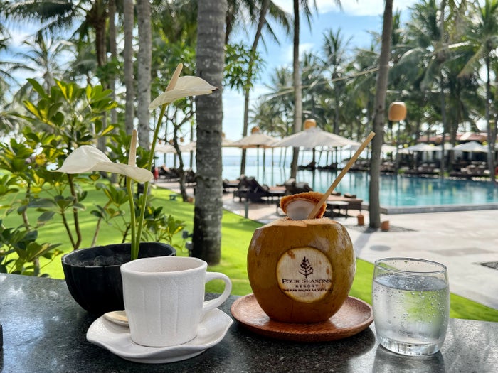 Four Seasons The Nam Hai breakfast set up