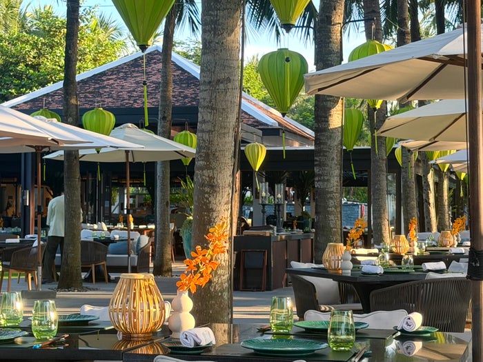 Four Seasons The Nam Hai La Sen tables and lanterns