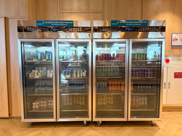 Hanoi Airport Vietnam Airlines Lotus Lounge soft drinks fridge