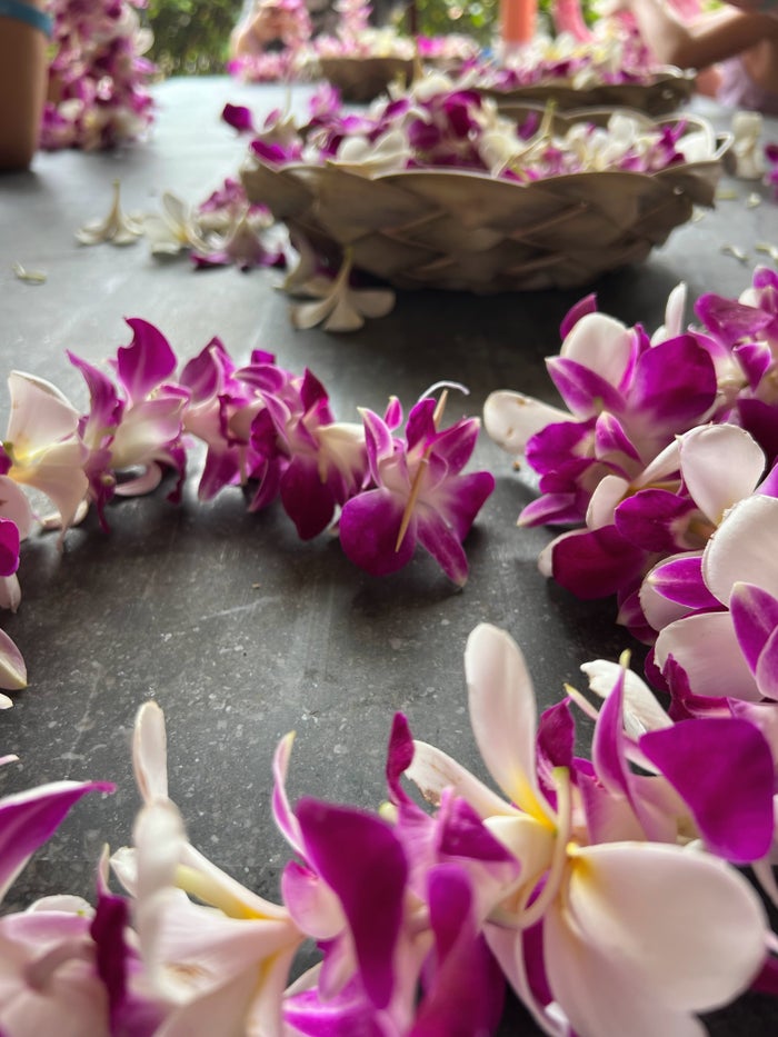 Lei making at Sheraton Kauai Coconut Beach Resort Lei making at Sheraton Kauai Coconut Beach Resort