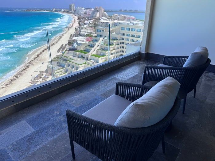 secrets-mirabel-cancun-balcony-lounge-chairs-resort-view Secrets Mirabel Cancun Balcony Lounge Chairs Resort View