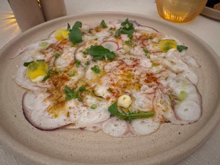 secrets-mirabel-cancun-octopus-carpaccio-plate Secrets Mirabel Cancun Octopus Carpaccio Plate