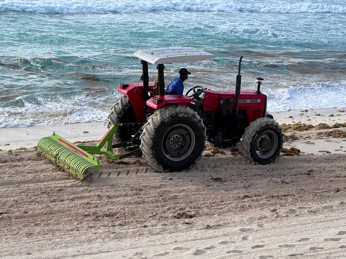 Secrets Mirabel Cancun Tractor Raking Beach Sand Secrets Mirabel Cancun Tractor Raking Beach Sand