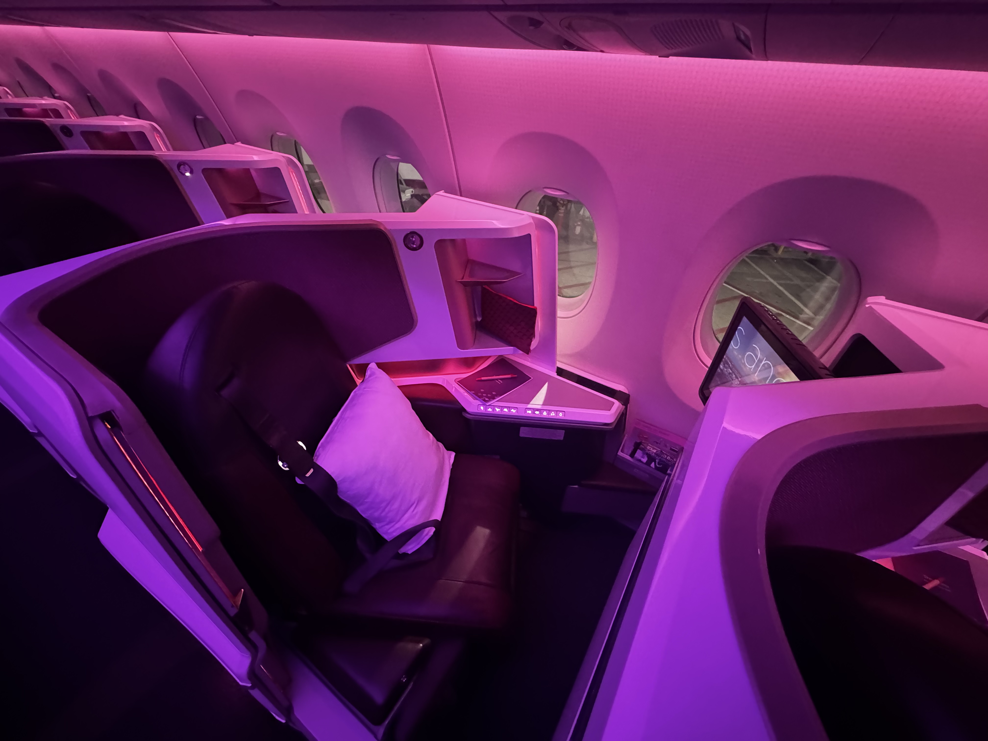 Virgin Atlantic A350 1000 Upper Class window seat overhead Virgin Atlantic A350 1000 Upper Class window seat overhead