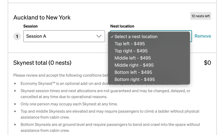 Air New Zealand Sky Nest Bunk Selection Air New Zealand Sky Nest Bunk Selection