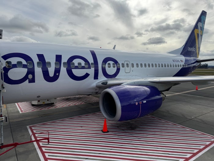 Avelo Airlines B737 7 plane waiting at Santa Rosa STS Avelo Airlines B737 7 plane waiting at Santa Rosa STS
