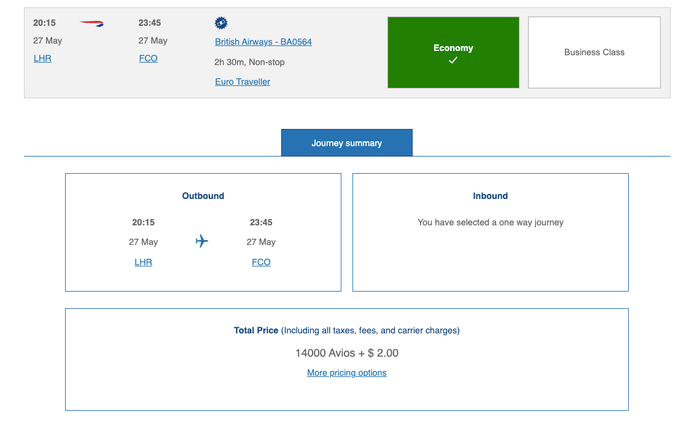 BA Avios pre devaluation redemption