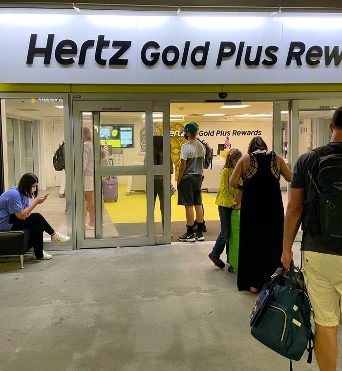 Hertz Rental Car Line at Boston Logan Airport Hertz Rental Car Line at Boston Logan Airport
