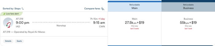 Screenshot Alaska Airlines award deal