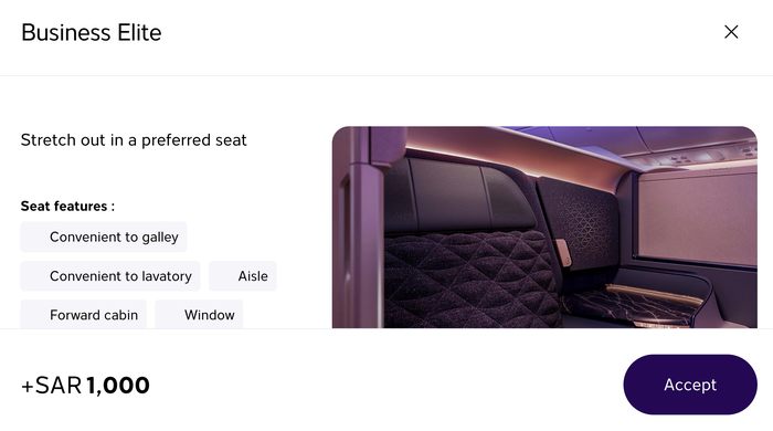 Riyadh Air Business Elite seat charge