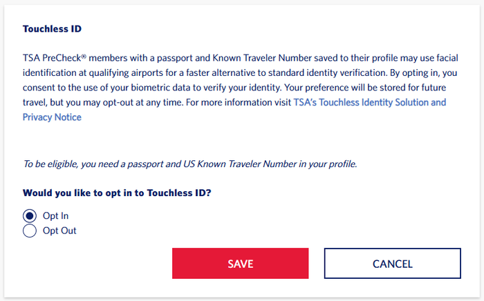 Sample of opt in screen Touchless ID Delta Sample of opt in screen Touchless ID Delta
