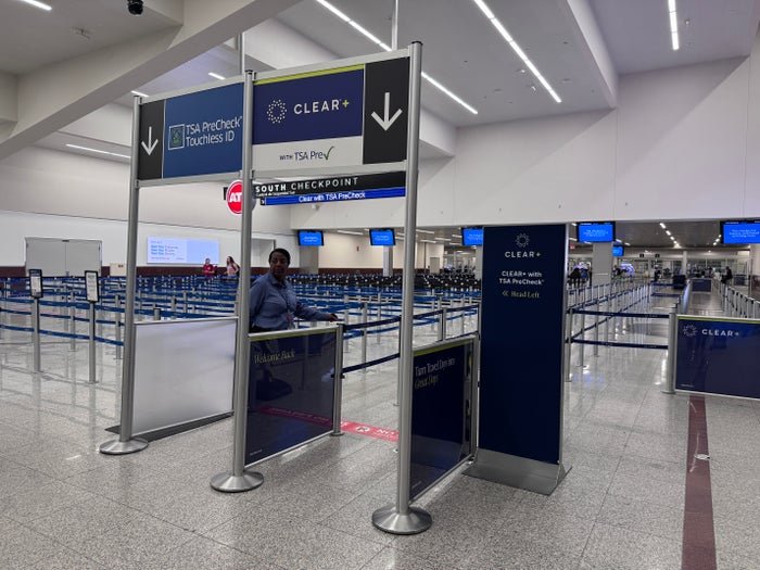 TSA Precheck Touchless ID Clear signs ATL TSA Precheck Touchless ID Clear signs ATL