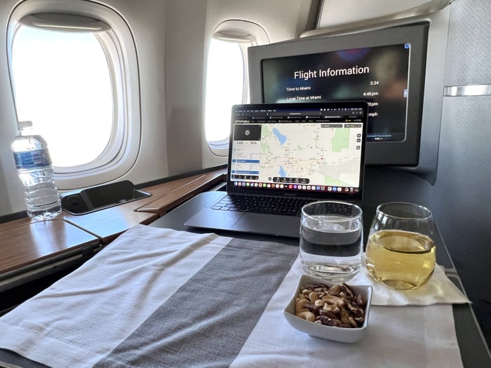 American Airlines Boeing 777 300 Flagship First table set American Airlines Boeing 777 300 Flagship First table set