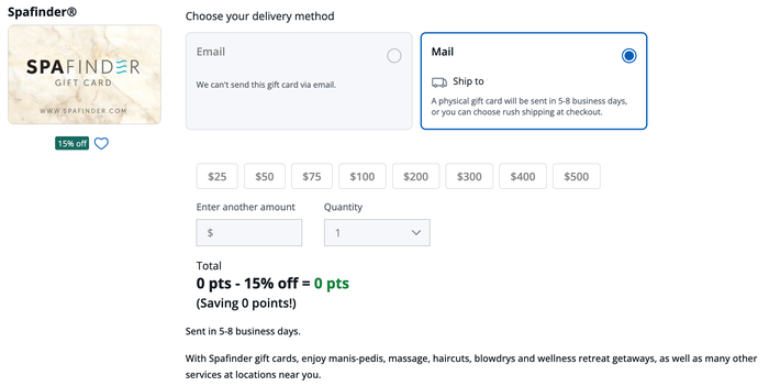 Chase Spafinder gift card 15 discount Chase Spafinder gift card 15 discount