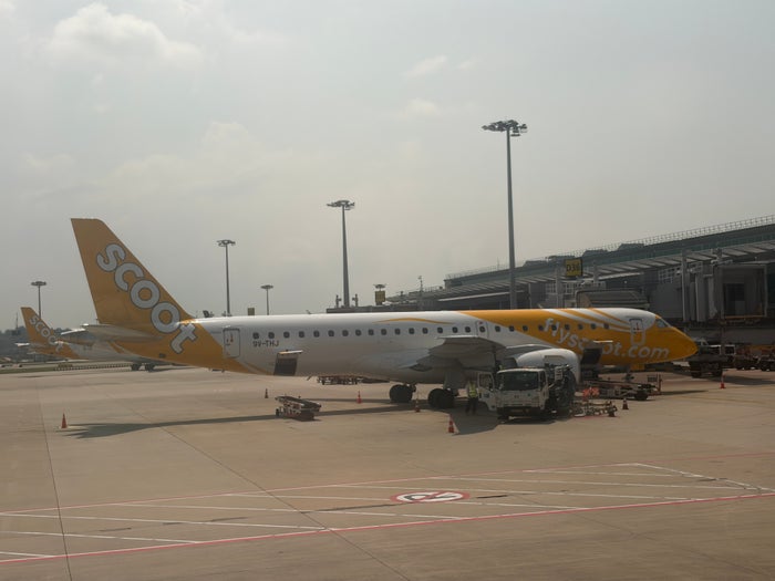 Scoot aircraft at Singapore Changi Airport T1
