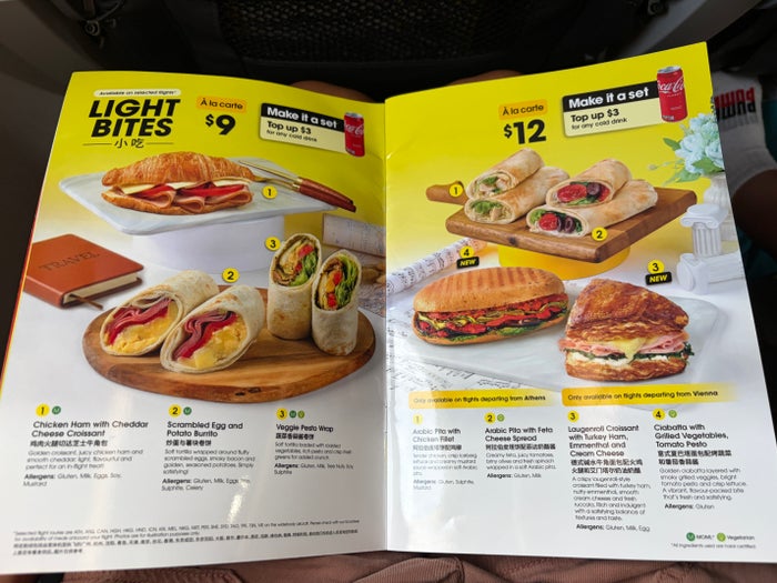 Scoot inflight food menu