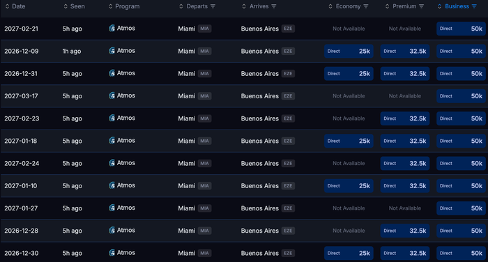 Seats.aero availability USA EZE Sep 2026