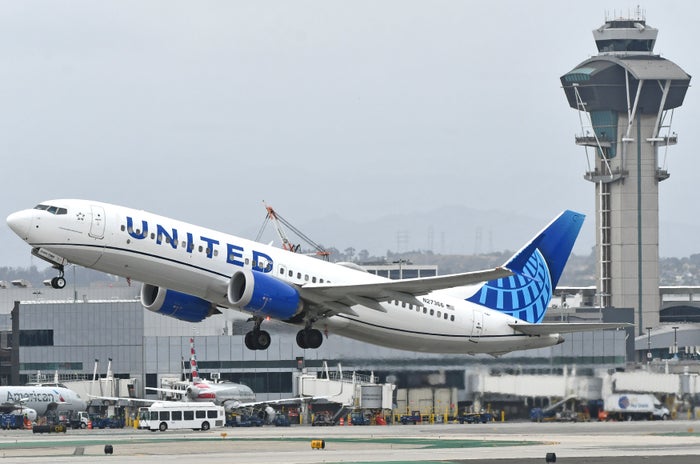 United 737 Max 8 takeoff LAX tower