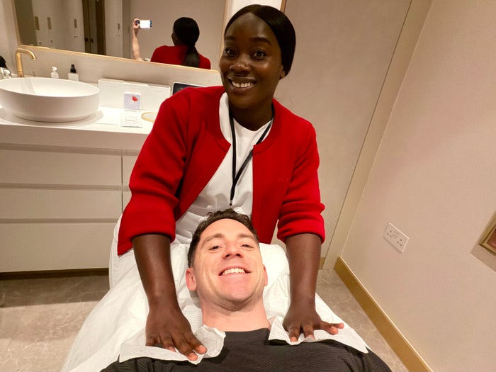 Air France Lounge London Heathrow LHR Clarins Spa facial
