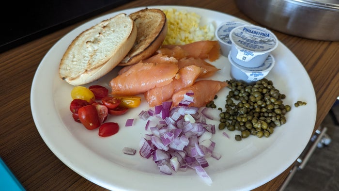 Hilton Pensacola Beach food and beverage room service salmon bagel Hilton Pensacola Beach food and beverage room service salmon bagel