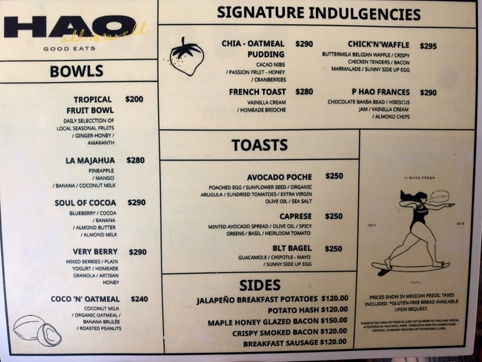Hyatt Thompson Zihuatanejo Mexico Breakfast Menu Bowls